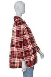 MIU MIU COAT VIRGIN WOOL RED CHEKERED