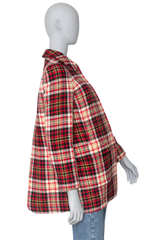 MIU MIU COAT VIRGIN WOOL RED CHEKERED