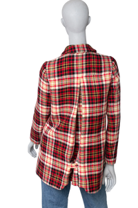 MIU MIU COAT VIRGIN WOOL RED CHEKERED