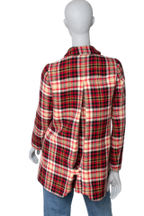 MIU MIU COAT VIRGIN WOOL RED CHEKERED