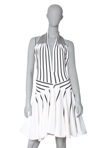 BOTTEGA DRESS LW OTTOMAN KNIT CROSS BLACK/WHITE