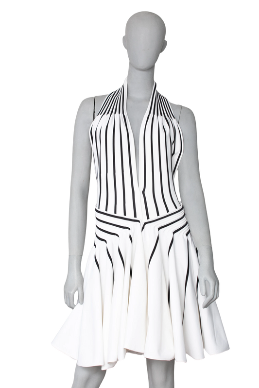 BOTTEGA DRESS LW OTTOMAN KNIT CROSS BLACK/WHITE