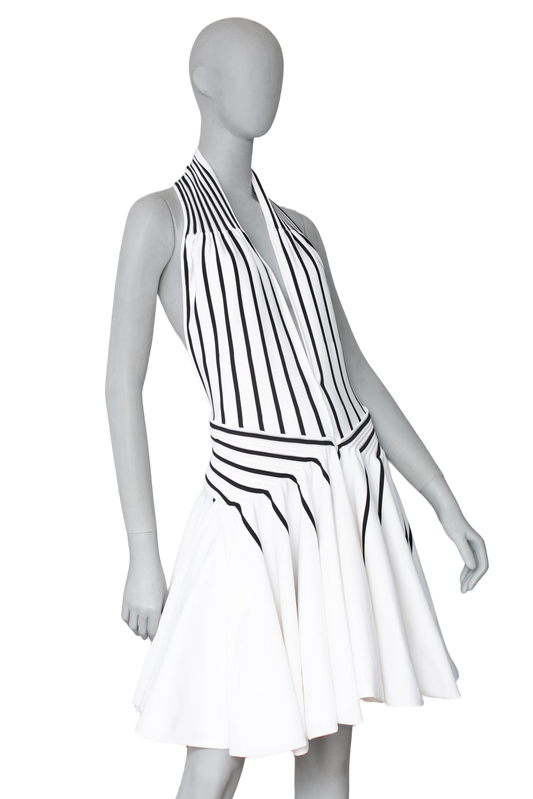 BOTTEGA DRESS LW OTTOMAN KNIT CROSS BLACK/WHITE