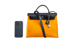 HERMÈS HERBAG 31 TOILE NAVY & MOUTARDE