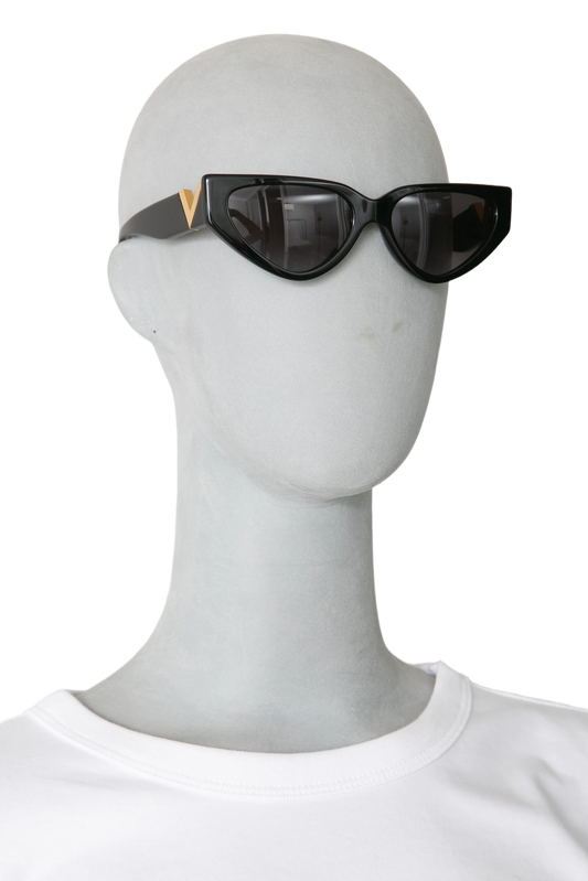 VALENTINO CAT EYE ACETATE BLACK VLOGO