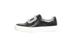 ROGER VIVIER SLIP-ON SNEAKERS PATENT LEATHER EMBELLISHED BLACK - 34 BR