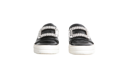 ROGER VIVIER SLIP-ON SNEAKERS PATENT LEATHER EMBELLISHED BLACK - 34 BR