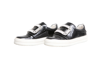 ROGER VIVIER SLIP-ON SNEAKERS PATENT LEATHER EMBELLISHED BLACK - 34 BR