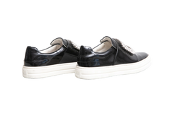 ROGER VIVIER SLIP-ON SNEAKERS PATENT LEATHER EMBELLISHED BLACK - 34 BR