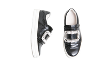 ROGER VIVIER SLIP-ON SNEAKERS PATENT LEATHER EMBELLISHED BLACK - 34 BR