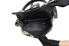 VALENTINO CANDYSTUD POUDRE ANEMONE FLOWER INTARSIA BLACK