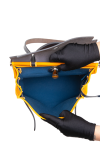 HERMÈS HERBAG 31 TOILE NAVY & MOUTARDE