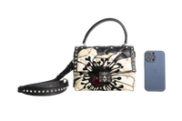 VALENTINO CANDYSTUD POUDRE ANEMONE FLOWER INTARSIA BLACK