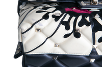 VALENTINO CANDYSTUD POUDRE ANEMONE FLOWER INTARSIA BLACK