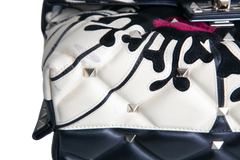 VALENTINO CANDYSTUD POUDRE ANEMONE FLOWER INTARSIA BLACK