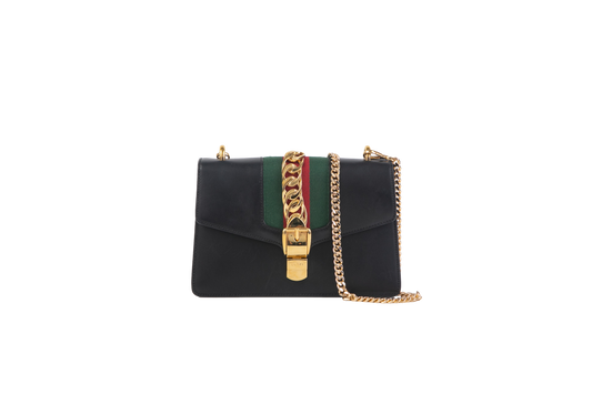 GUCCI SYLVIE MEDIUM CHAIN WEB BLACK
