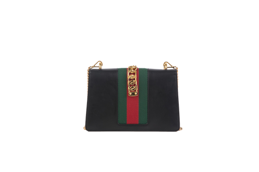 GUCCI SYLVIE MEDIUM CHAIN WEB BLACK