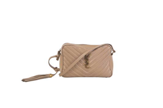 YSL LOW CAMERA BAG MATELASSE TAN BEIGE