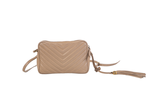 YSL LOW CAMERA BAG MATELASSE TAN BEIGE