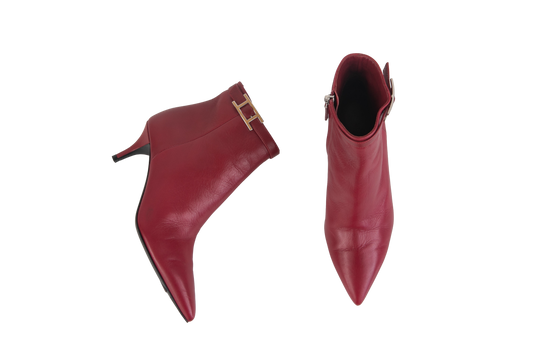 HERMÈS ANKLE BOOTS HAPI BURGUNDY - 34 BR