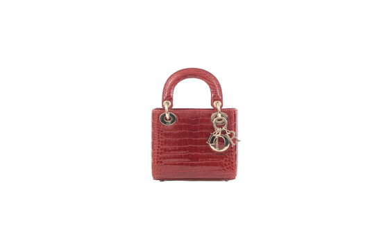 DIOR MINI LADY DIOR CROCO RED