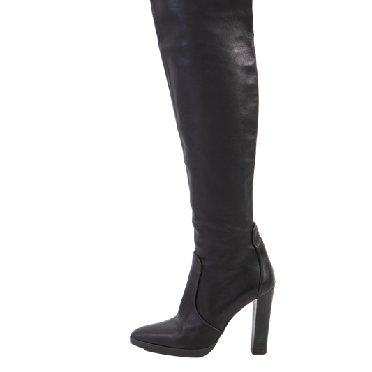 HERMÈS BOOTS HEELS OVER THE KNEE BLACK