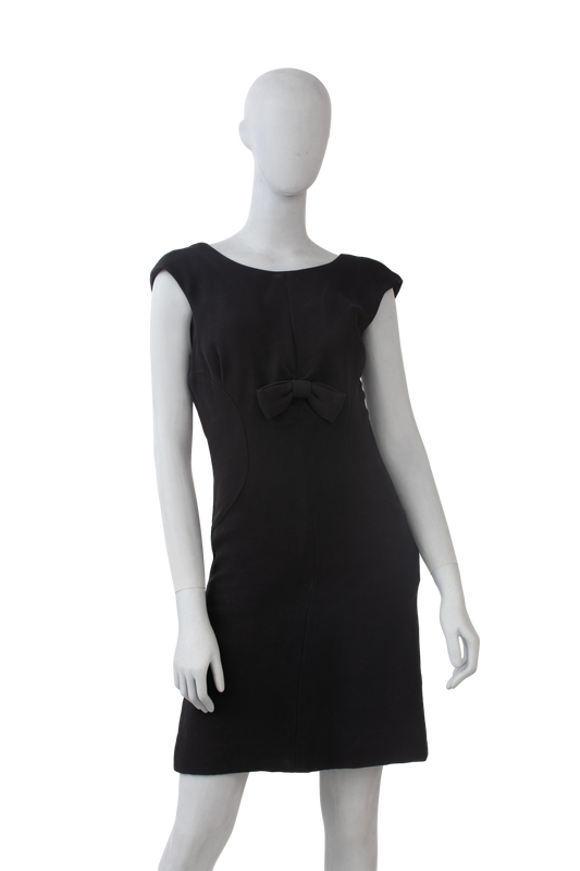 CHANEL DRESS BLACK SILK BOW