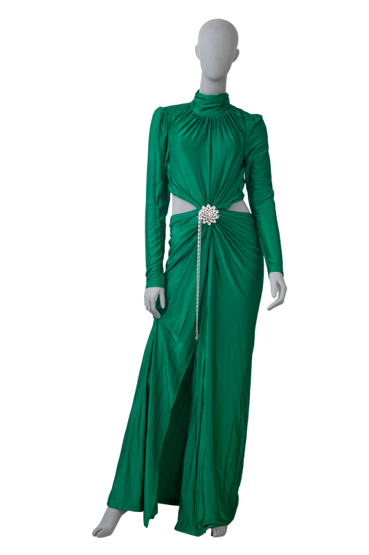 PACO RABANNE VESTIDO CRYSTAL EMBELLISHED GREEN