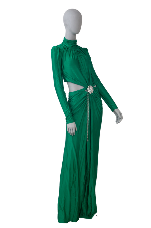 PACO RABANNE VESTIDO CRYSTAL EMBELLISHED GREEN