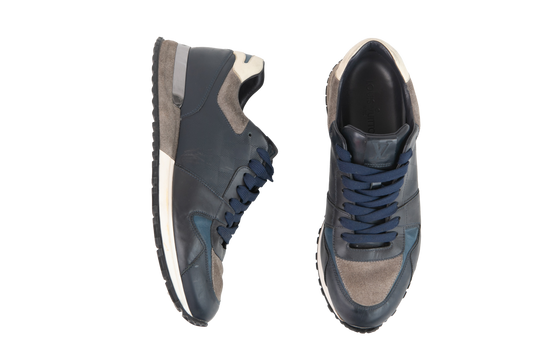 LV SNEAKER BLUE LEATHER AND SUEDE MENS - 40 BR