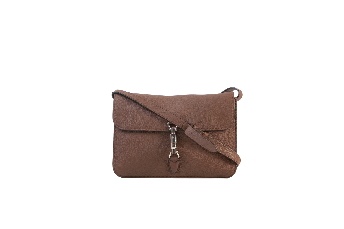 GUCCI JACKIE SOFT FLAP BAG BROWN