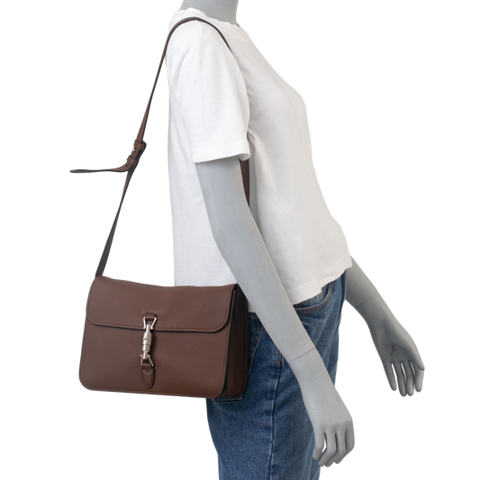 GUCCI JACKIE SOFT FLAP BAG BROWN