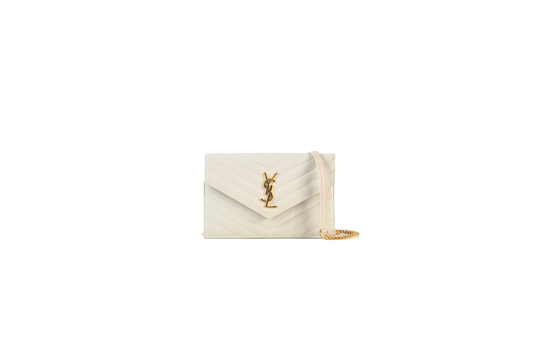 YSL ENVELOPE MATELASSE CHEVRON OFF WHITE