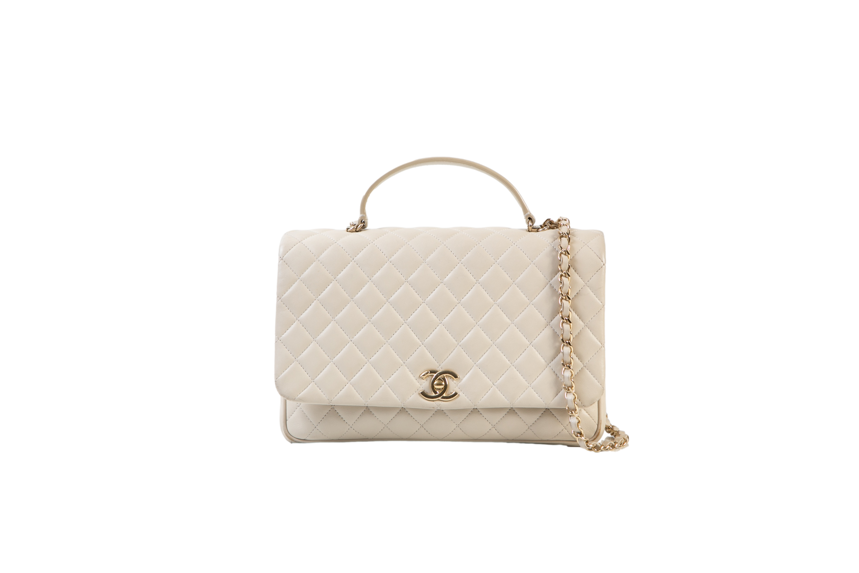 CHANEL TOP HANDLE LAMBSKIN OFF WHITE