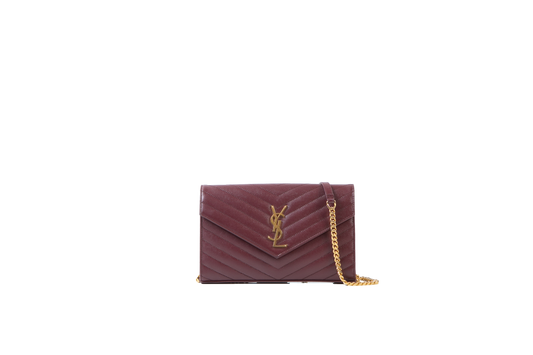 YSL ENVELOPE MATELASSE CHEVRON BURGUNDY