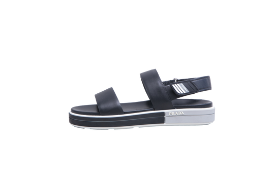 PRADA SANDAL TWO BANG RUBBER & LEATHER - 37 1/2 BR