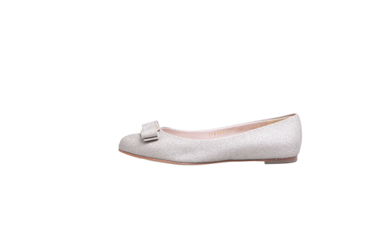 FERRAGAMO SAPATILHA VARA BOW GLITTER SILVER - 36 1/2 BR