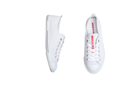 PRADA SNEAKER LOW TOP TRAINERS OFF WHITE - 34 1/2 BR