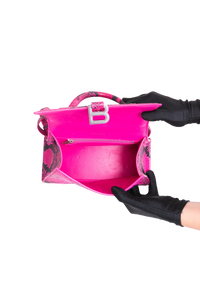 BALENCIAGA HOURGLASS SMALL PYTHON EFFECT FUCHSIA