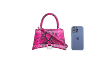 BALENCIAGA HOURGLASS SMALL PYTHON EFFECT FUCHSIA