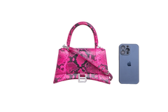 BALENCIAGA HOURGLASS SMALL PYTHON EFFECT FUCHSIA