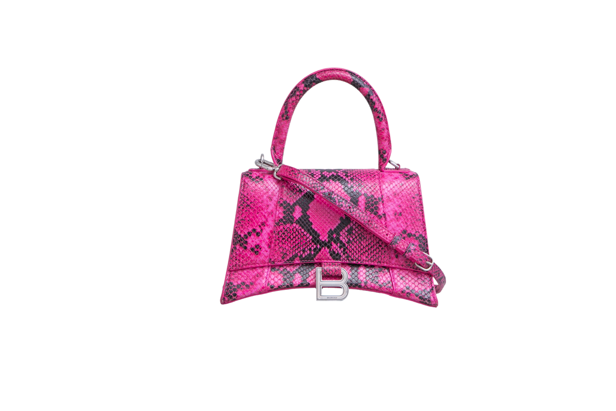 BALENCIAGA HOURGLASS SMALL PYTHON EFFECT FUCHSIA