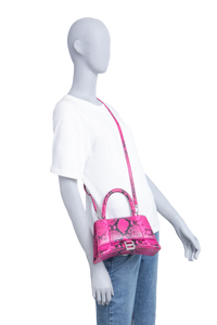 BALENCIAGA HOURGLASS SMALL PYTHON EFFECT FUCHSIA