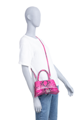 BALENCIAGA HOURGLASS SMALL PYTHON EFFECT FUCHSIA