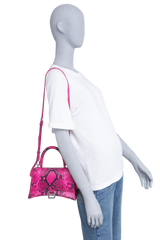 BALENCIAGA HOURGLASS SMALL PYTHON EFFECT FUCHSIA
