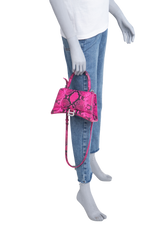 BALENCIAGA HOURGLASS SMALL PYTHON EFFECT FUCHSIA