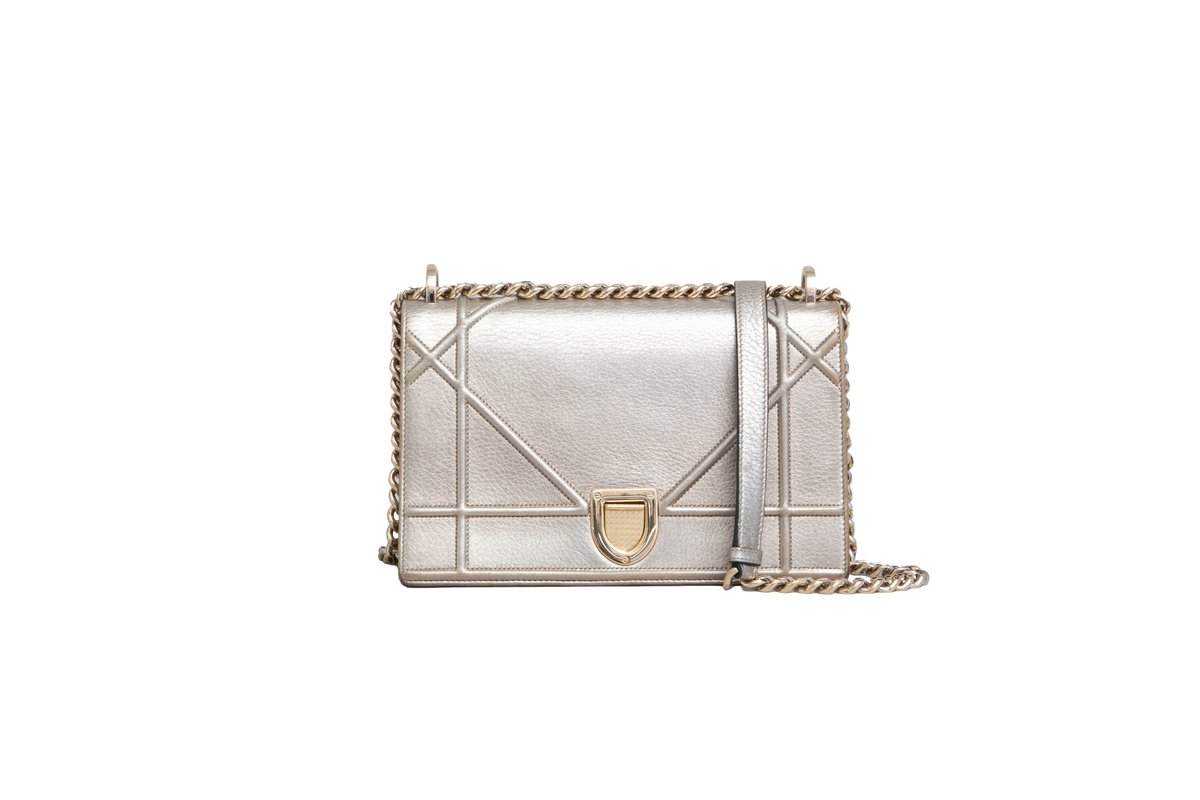 DIOR DIORAMA GRAINED SMALL PALE GOLD
