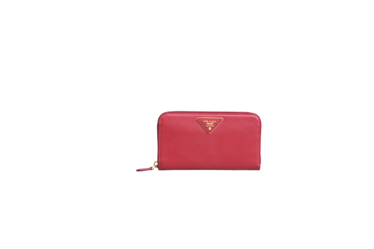 PRADA WALLET LONG ZIPPER SAFFIANO RED