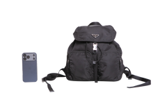 PRADA BACKPACK TRIANGLE LOGO NYLON BLACK