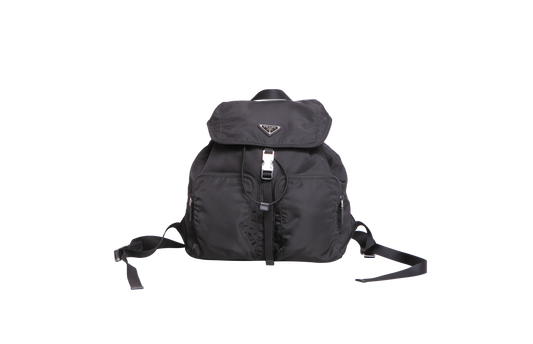 PRADA BACKPACK TRIANGLE LOGO NYLON BLACK